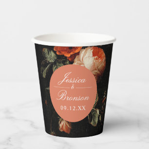 Gobelets En Papier Fleurs romantiques sombres Rose rose mariage douch