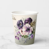 Gobelets En Papier Fleurs rose violet de fête Golden Elegant (Verso)