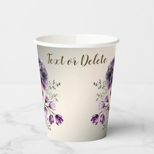 Gobelets En Papier Fleurs rose violet de fête Golden Elegant (Gauche)