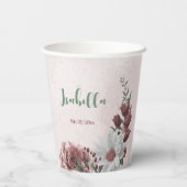 Gobelets En Papier fleurs roses, blanches et cannelle roses verdure f (Verso)