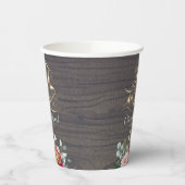 Gobelets En Papier Fleurs roses de Bourgogne tombent amoureuses rusti (Gauche)