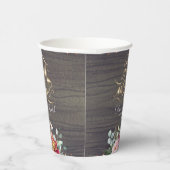 Gobelets En Papier Fleurs roses de Bourgogne tombent amoureuses rusti (Droite)