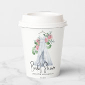 Gobelets En Papier Fleurs roses élégantes et verdure - douche de mari (Verso)