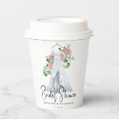 Gobelets En Papier Fleurs roses élégantes et verdure - douche de mari (Recto)