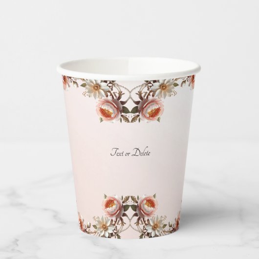 Gobelets en papier Fleurs roses et blanches décora (Gauche)