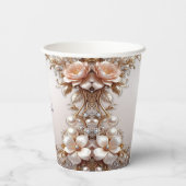 Gobelets en papier Fleurs roses et blanches douces (Verso)