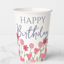 Fleurs roses et Coeurs Anniversaire