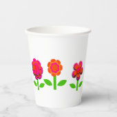 Gobelets En Papier Fleurs roses et orange chaudes (Recto)