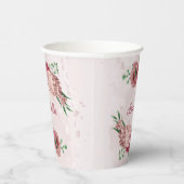 Gobelets En Papier fleurs roses feuilles vertes (Droite)