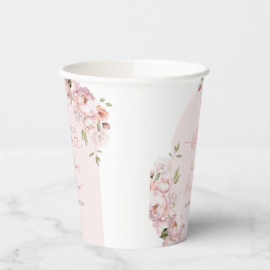 Gobelets En Papier Fleurs roses Fille Baby shower bébé en fleur (Gauche)