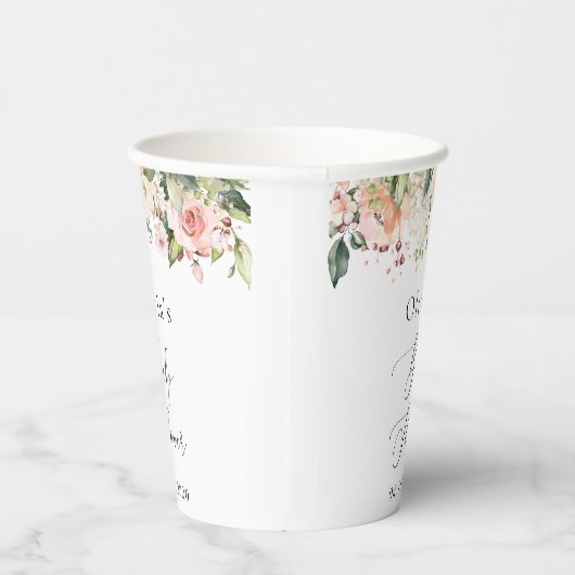 Gobelets En Papier Fleurs roses, Fleurs blanches, Boho, Baby shower (Droite)