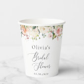 Gobelets En Papier Fleurs roses, Fleurs blanches, Boho, Fête des mari (Recto)