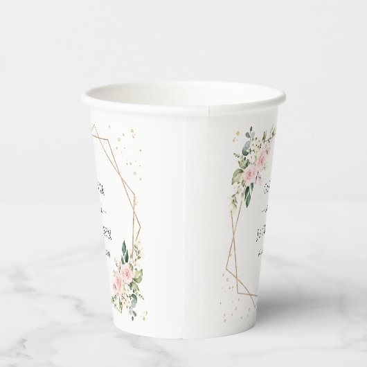 Gobelets En Papier Fleurs roses, Fleurs blanches, Verdure, Mariage (Droite)