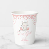Gobelets En Papier Fleurs roses Kitten Baby shower fille (Verso)