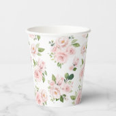 Gobelets En Papier Fleurs roses, Roses roses, Fleurs Aquarelles (Verso)