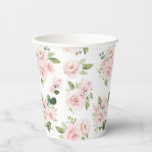 Gobelets En Papier Fleurs roses, Roses roses, Fleurs Aquarelles (Recto)