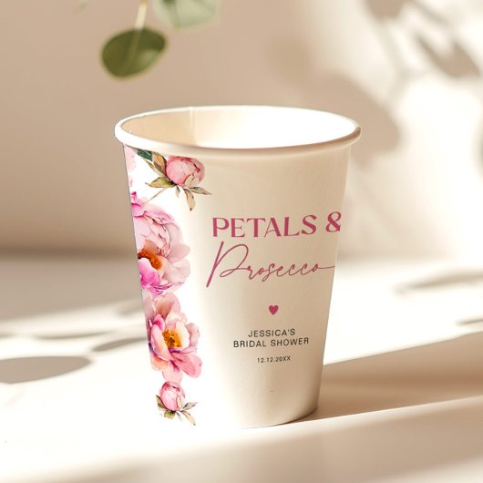 Gobelets En Papier Fleurs roses vives et bride de prosecco