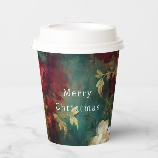 Gobelets En Papier Fleurs rouges blanches vertes (Recto)