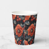 Gobelets En Papier Fleurs rouges en noir (Droite)