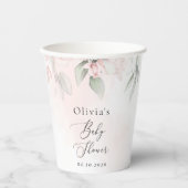 Gobelets En Papier Fleurs Rouges, Fleurs Roses, Boho, Baby shower (Recto)