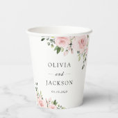 Gobelets En Papier Fleurs Rouges, Fleurs Roses, Verdure, Mariage (Verso)