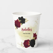 Gobelets En Papier fleurs rouges noires or feuilles (Verso)