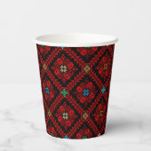 Gobelets En Papier Fleurs rouges Palestine Broderie tatreez Motif (Verso)