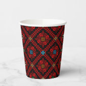 Gobelets En Papier Fleurs rouges Palestine Broderie tatreez Motif (Gauche)