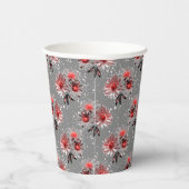 Gobelets En Papier Fleurs rouges sur gris (Droite)