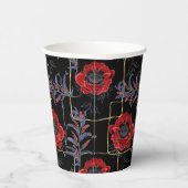 Gobelets En Papier Fleurs rouges sur le noir. (Droite)