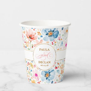 Gobelets En Papier Fleurs sauvages aquarelle floral élégant mariage b
