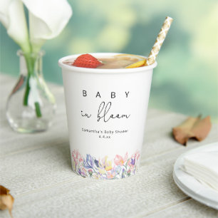 Gobelets En Papier Fleurs sauvages - Bébé en fleurs baby shower