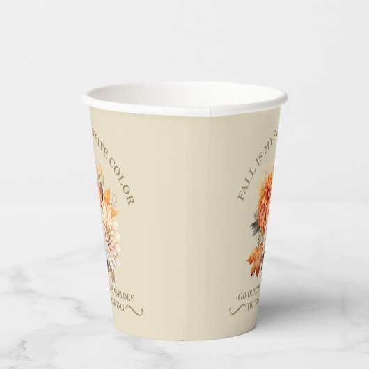 Gobelets En Papier Fleurs sauvages d'aquarelle feuilles automne citat (Droite)