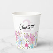 Gobelets En Papier Fleurs sauvages d'aquarelle moderne Monogramme (Verso)