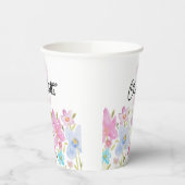 Gobelets En Papier Fleurs sauvages d'aquarelle moderne Monogramme (Gauche)