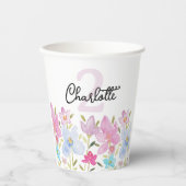 Gobelets En Papier Fleurs sauvages d'aquarelle moderne Monogramme (Recto)