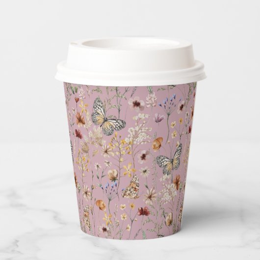 Gobelets En Papier Fleurs sauvages de Boho rose (Verso)