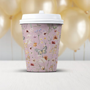 Gobelets En Papier Fleurs sauvages de Boho rose