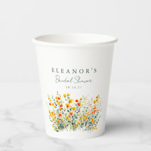 Gobelets En Papier Fleurs sauvages de prairie jaunes et orange Shower