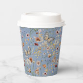 Gobelets En Papier Fleurs sauvages du Boho bleu (Recto)