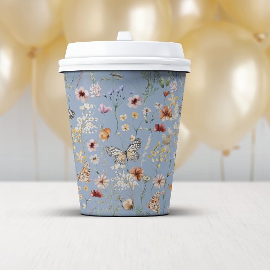 Gobelets En Papier Fleurs sauvages du Boho bleu