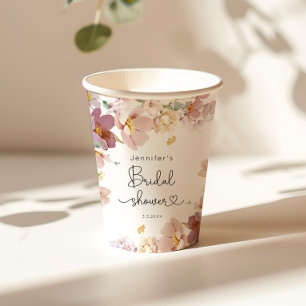 Gobelets En Papier Fleurs sauvages élégantes rose tendre douche de ma