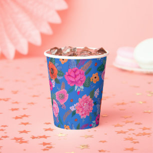 Gobelets En Papier Fleurs sauvages lumineuses Fête d'anniversaire ros