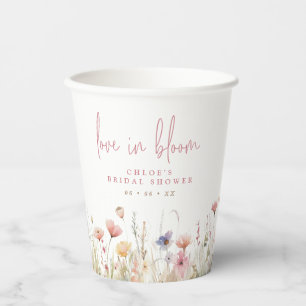 Gobelets En Papier Fleurs sauvages roses Amour en fleurs Baby Shower 