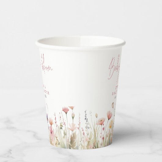 Gobelets En Papier Fleurs sauvages roses bébé dans le Baby shower en (Gauche)