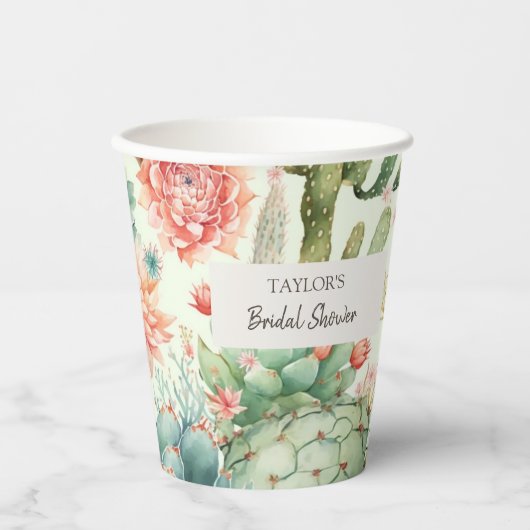 Gobelets En Papier Fleurs succulentes et cactus (Recto)