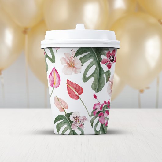Gobelets En Papier Fleurs tropicales colorées