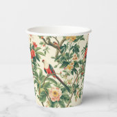 Gobelets En Papier Fleurs tropicales colorées Oiseaux (Verso)