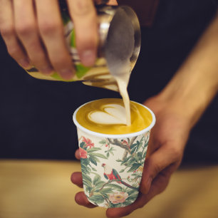 Gobelets En Papier Fleurs tropicales colorées Oiseaux