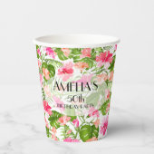 Gobelets En Papier Fleurs tropicales élégantes (Recto)